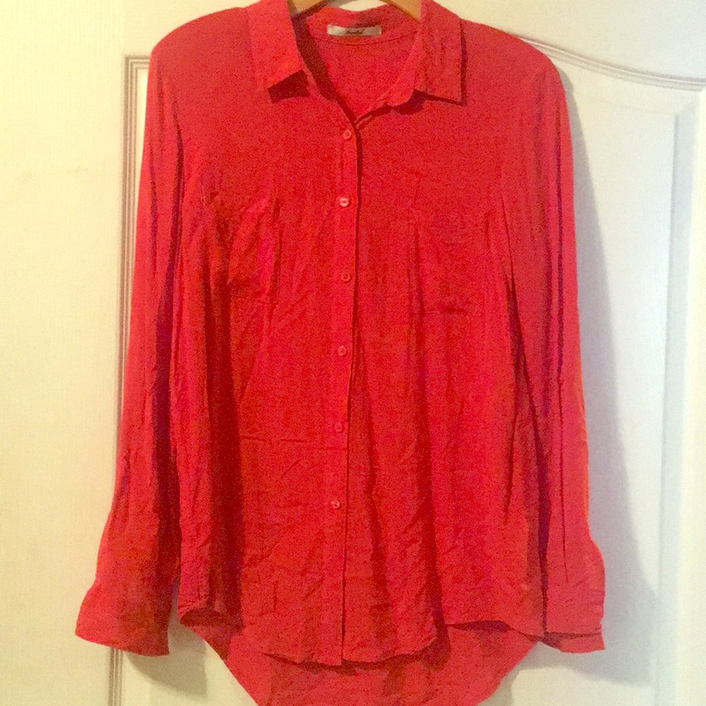 Orange button down
